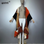 كيمونو نسائي من WINYI بتصميم مطبوع وطيات، معطف طويل، عباية دبي فاخرة، ملابس شاطئية، فستان بوهو، كافتان. 3