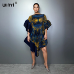 فستان كافتان ماكسي من WINYI بتصميم دبي، عباءة مطوية بأكمام منتفخة مرنة، غطاء للشاطئ، فستان فاخر للعطلات والحفلات والسهرات 1