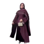 عبايات بتصميم روب طويل، فساتين كافتان مفتوحة من الأمام بتطريز لؤلؤي، فساتين حفلات بتصميم كاب مطوي وأكمام طويلة مطرزة بالخرز، روب طويل 2