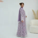 عباية زهراء الإسلامية مع فستان داخلي وحجاب مزين بالدانتيل وزهور ثلاثية الأبعاد، طقم من 3 قطع، فساتين نسائية للعيد، عباية نسائية مسلمة 4