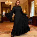 فساتين ماكسي أنيقة للحفلات النسائية لخريف 2025 عباية إسلامية بخصر مناسب على شكل حرف a رداء نسائي 4