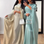 فستان نسائي بأكمام جناح الخفاش من الساتان ، قفطان رمضان ، قفطان فراشة ، قفطان إسلامي ، رداء إسلامي ، أنثى ، الصيف