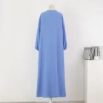 ربيع الخريف فستان مسلم المرأة فضفاض ماكسي فساتين موضة أنثى كم كامل عادية الصلبة جيوب رداء فساتين طويلة vestido 6