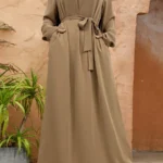 عباية إسلامية موضة جديدة فستان ساخن تركيا العربية دبي رداء بلون سادة مع جيوب فستان نسائي طويل 4