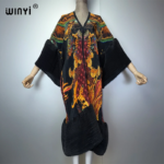 فستان WINYI الشرق أوسطي المطوي المرن، غطاء شاطئي، قفطان، عباية دبي، فستان حفلات فاخر، فستان سهرة، عباية للمرأة المسلمة 2