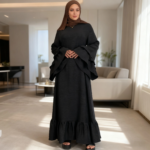 فساتين ماكسي أنيقة للحفلات النسائية لخريف 2025 عباية إسلامية بخصر مناسب على شكل حرف a رداء نسائي 5