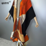 كيمونو نسائي من WINYI بتصميم مطبوع وطيات، معطف طويل، عباية دبي فاخرة، ملابس شاطئية، فستان بوهو، كافتان. 4