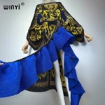 فستان نسائي صيفي من WINYI بتصميم ضيق ومجعد مع أكمام منفوخة، فستان شاطئ، قفطان مسلم، عباية دبي فاخرة، فستان سهرة طويل 3