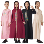 فستان بقلنسوة للفتيات المسلمات عيد جلابة رمضان ملابس إسلامية قفطان تركي رداء عربي سعودي جلابية ملابس صلاة قفطان ثوب