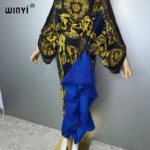 فستان نسائي صيفي من WINYI بتصميم ضيق ومجعد مع أكمام منفوخة، فستان شاطئ، قفطان مسلم، عباية دبي فاخرة، فستان سهرة طويل 2