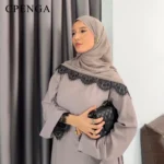 عباءة دبي فاخرة من قطعتين مزينة بالدانتيل للنساء المسلمات، فستان عربي أنيق محتشم لرمضان والعيد، زي إسلامي تركي 1