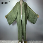 كارديجان نسائي أحادي اللون من WINYI، عباءة مفتوحة من الأمام على طراز دبي، فستان حفلات إسلامي أنيق وفاخر للشرق الأوسط 1