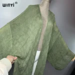 كارديجان نسائي أحادي اللون من WINYI، عباءة مفتوحة من الأمام على طراز دبي، فستان حفلات إسلامي أنيق وفاخر للشرق الأوسط 6