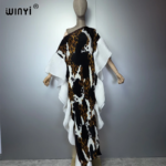 فستان WINYI مطوي ضيق مرن، كافتان بوهيمي للشاطئ، عباءة دبي فاخرة للحفلات والسهرات، ملابس نسائية إسلامية 2
