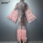 فستان WINYI مطوي مرن ضيق، غطاء للشاطئ، قفطان، عباءة للنساء المسلمات، فستان سهرة فاخر للحفلات في دبي