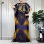 عبايات إسلامية للنساء 2023 موضة جديدة مطبوعة حريرية ناعمة فضفاضة رداء نسائي أنيق فساتين حفلات ماكسي أفريقية مع حزام عمامة 6