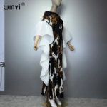 فستان WINYI مطوي ضيق مرن، كافتان بوهيمي للشاطئ، عباءة دبي فاخرة للحفلات والسهرات، ملابس نسائية إسلامية 3